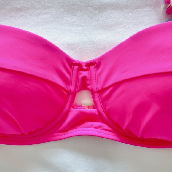 SunDazed NWT hot pink bikini top DD Strapless bandeau swimsuit women's - Picture 6 of 10
